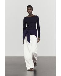 MASSIMO DUTTI - Long Sleeve Boat Neck T-Shirt - Lyst