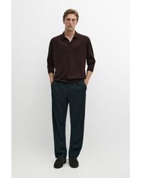 MASSIMO DUTTI - 100% Merino Wool Knit Polo Sweater - Lyst