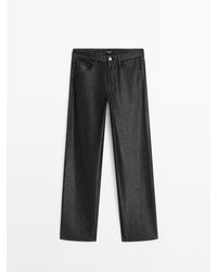MASSIMO DUTTI - Wide Leg Jeans Met Metallic Effect En Halfhoge Taille - Lyst