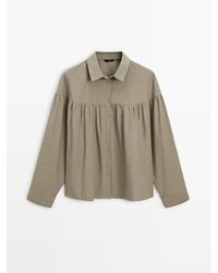 MASSIMO DUTTI - Poplin Shirt With Gathered Details - Lyst