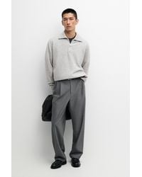 MASSIMO DUTTI - Mock Neck Zip-Up Knit Sweater - Lyst