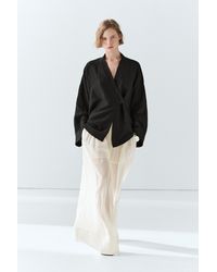 MASSIMO DUTTI - Textured Linen Blend V-Neck Kimono - Lyst
