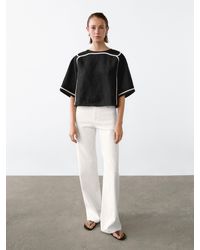 MASSIMO DUTTI - Bluse Mit Farblich Abgesetzter Stickerei - Lyst
