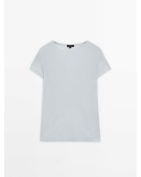 MASSIMO DUTTI - Short Sleeve T-Shirt With Ribbed Detail - Lyst