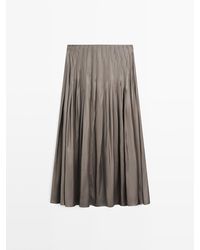 MASSIMO DUTTI - Halflange Rok Met Naaldplooi En Gewaxte Afwerking - Lyst