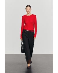 MASSIMO DUTTI - Cotton Blend Long Sleeve Henley T-Shirt - Lyst