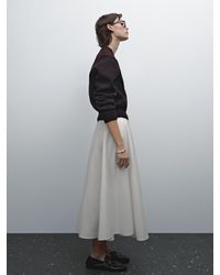MASSIMO DUTTI - Falda Midi Popelín Con Algodón - Lyst