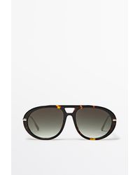 MASSIMO DUTTI - Tortoiseshell-Effect Aviator Sunglasses - Lyst