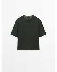 MASSIMO DUTTI - Cotton T-Shirt With Central Seam Detail - Lyst