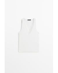 MASSIMO DUTTI - V-Neck Lace Trim Camisole Top - Lyst