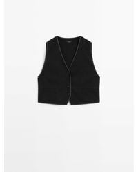 MASSIMO DUTTI - Topstitched Vest With Contrast Detail - Lyst
