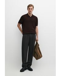 MASSIMO DUTTI - Wool Blend Short Sleeve Knit Polo - Lyst