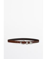 MASSIMO DUTTI - Nappa Belt With Metal Detail - Lyst