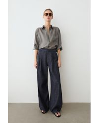 MASSIMO DUTTI - Cotton Blend Pleated Semi-Jogger Pants - Lyst