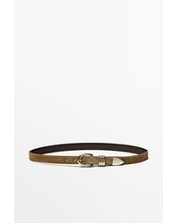 MASSIMO DUTTI - Split Suede Leather Belt With Metal Detail - Lyst