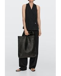 MASSIMO DUTTI - Large Woven Nappa Leather Tote Bag - Lyst