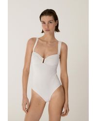 MASSIMO DUTTI - Swimsuit With Gathered Detail - Lyst