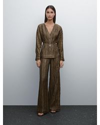 MASSIMO DUTTI - Kimono Mit Schnürung Und Metallisiertem Gewebe-Detail - Lyst