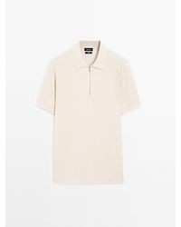 MASSIMO DUTTI - Katoenen Tricot Polo Met Korte Rits - Lyst