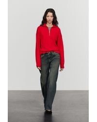 MASSIMO DUTTI - Cotton Knit Polo Sweater With Quarter-Zip - Lyst