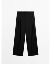 MASSIMO DUTTI - Pleated Extra Fine Wool Trousers - Lyst