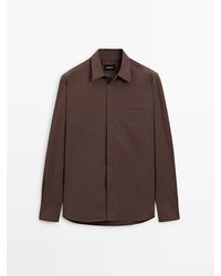 MASSIMO DUTTI - Relaxed Fit Poplin Shirt With Pocket - Lyst