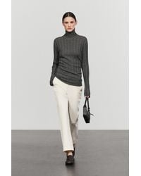 MASSIMO DUTTI - Ribbed Mock Turtleneck Knit Sweater - Lyst