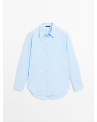 MASSIMO DUTTI - Camisa Larga Popelín 100% Algodón - Lyst