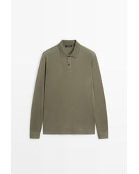 MASSIMO DUTTI - 100% Cotton Micro-Textured Knit Polo Shirt - Lyst