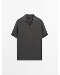 MASSIMO DUTTI - Knit Polo Sweater With Short Sleeves - Lyst