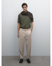 MASSIMO DUTTI - Short-Sleeved T-Shirt With Linen - Lyst