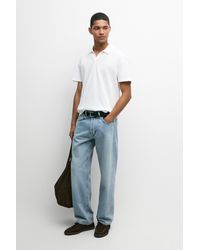 MASSIMO DUTTI - Micro-Textured V-Neck Piqué Polo Shirt - Lyst