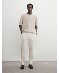 MASSIMO DUTTI - Knit Cotton And Linen Blend T-Shirt - Lyst