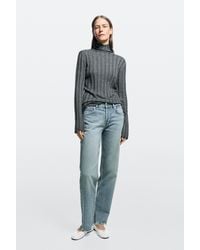 MASSIMO DUTTI - Stovepipe Fit Mid-Rise Jeans With Frayed Hems - Lyst