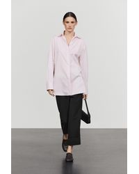 MASSIMO DUTTI - Long 100% Cotton Poplin Suede Shirt - Lyst