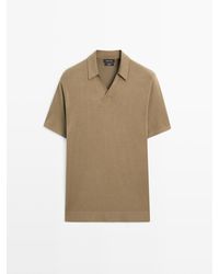 MASSIMO DUTTI - Katoenen Tricot Polo Met Korte Mouw - Lyst