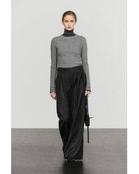 MASSIMO DUTTI - Wide-Leg Pinstripe 100% Wool Pants - Lyst