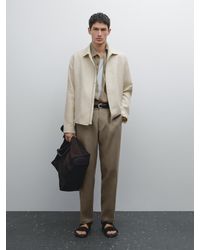 MASSIMO DUTTI - Pantaloni Tapered Fit 100% Lino - Lyst