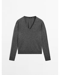 MASSIMO DUTTI - Tricot Trui Met V-Hals Van Wolmix - Lyst