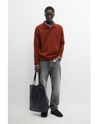 MASSIMO DUTTI - Wool Blend Knit Polo Sweater With Button Detail - Lyst