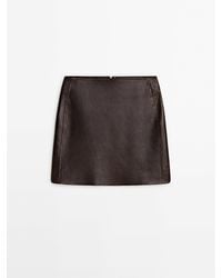 MASSIMO DUTTI - Distressed Effect Nappa Leather Mini Skirt - Lyst