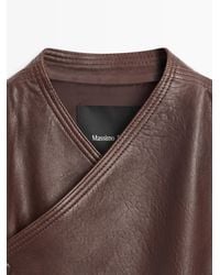 MASSIMO DUTTI - Asymmetric Nappa Leather Bomber Jacket - Lyst
