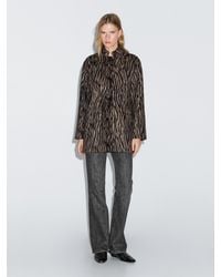 MASSIMO DUTTI - Wool Blend Animal Print Coat - Lyst