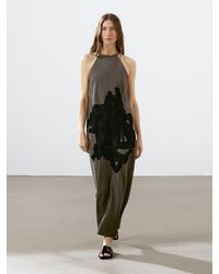 MASSIMO DUTTI - Langes Kleid Mit Farblich Abgesetzten Bändern - Lyst