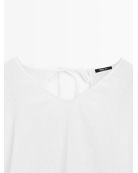MASSIMO DUTTI - Flowing 100% Linen Waffle-Knit Blouse - Lyst