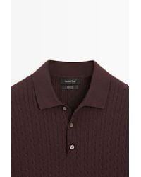 MASSIMO DUTTI - 100% Cotton Cable Knit Polo Shirt - Lyst