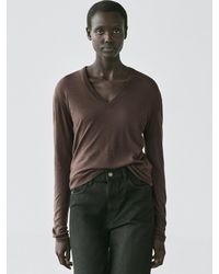 MASSIMO DUTTI - Silk And Wool Blend Knit Sweater - Lyst