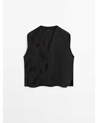 MASSIMO DUTTI - V-Neck Top With Embroidered Detail - Lyst