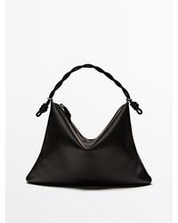 MASSIMO DUTTI - Nappa Leather Shoulder Bag With Knot Detail - Lyst