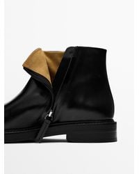 MASSIMO DUTTI - Leather Ankle Boots With Suede Lining - Lyst